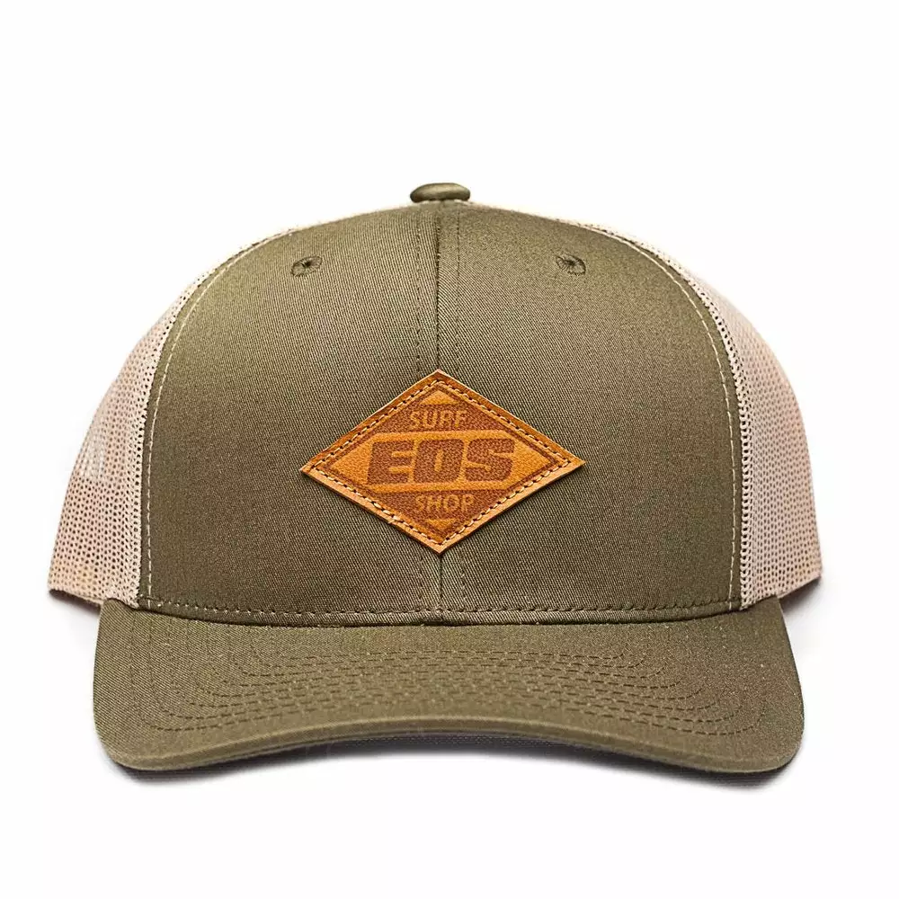 Eos Surf Shop Leather Patch Snapback - Green/tan
