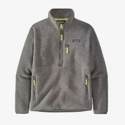 Patagonia Women's Retro Pile Fleece Marsupial - Salt Grey W/Jellyfish Yellow