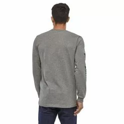 Patagonia Men's Long-Sleeved Text Logo Cotton/Poly Responsibili-Tee® - Gray