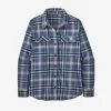 Patagonia Women's Long-Sleeved Organic Cotton Midweight Fjord Flannel Shirt - Ice Fjord: Dolomite Blue