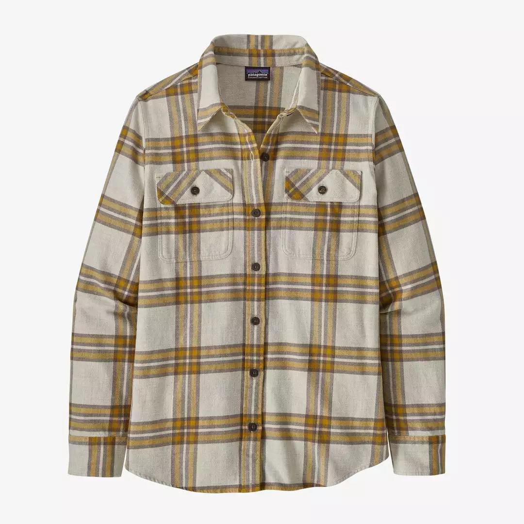 Patagonia Women's Long-Sleeved Organic Cotton Midweight Fjord Flannel Shirt - Tundra: Birch White
