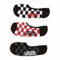 Vans Copy Of CLASSIC SUPER NO SHOW SOCKS 3 PACK - Red & White Checkerboard Accessories