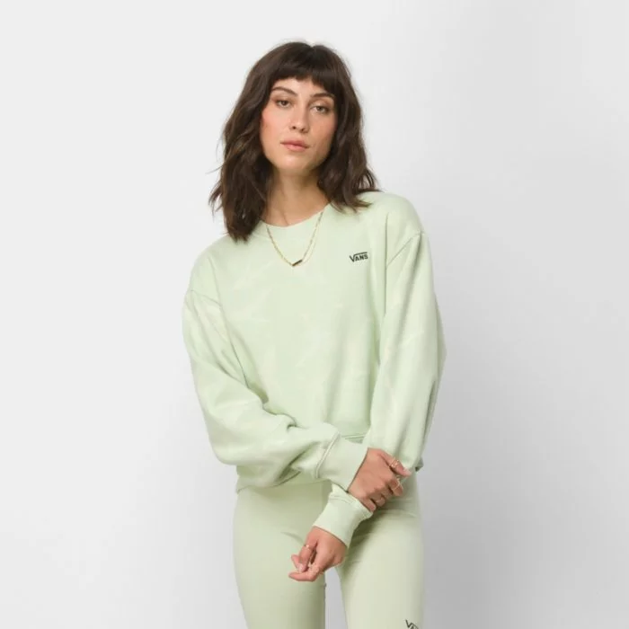 Vans WATER WASH CROPPED PULLOVER CREW FLEECE - CELADON GREEN