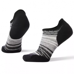 Smartwool Accessories Women's Run Targeted Cushion Striped Low Ankle Socks - Black & Light Grey