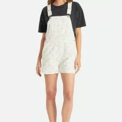 Brixton CHRISTINA SHORT OVERALL - Off White Daisy Dot Women's